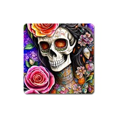 Sugar Skull Square Magnet by GardenOfOphir