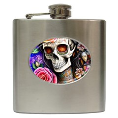 Sugar Skull Hip Flask (6 Oz) by GardenOfOphir