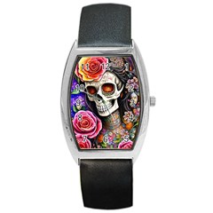 Sugar Skull Barrel Style Metal Watch by GardenOfOphir