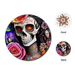 Sugar Skull Playing Cards Single Design (round) by GardenOfOphir