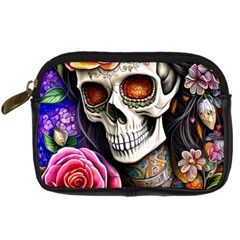 Sugar Skull Digital Camera Leather Case by GardenOfOphir