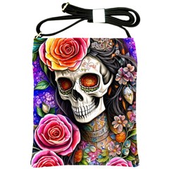 Sugar Skull Shoulder Sling Bag by GardenOfOphir