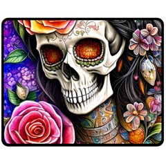 Sugar Skull Fleece Blanket (medium) by GardenOfOphir