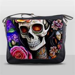 Sugar Skull Messenger Bag by GardenOfOphir