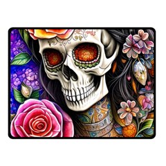 Sugar Skull Two Sides Fleece Blanket (small) by GardenOfOphir