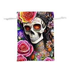 Sugar Skull Lightweight Drawstring Pouch (l) by GardenOfOphir