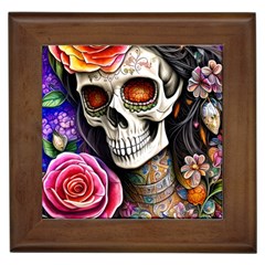 Sugar Skull Framed Tile by GardenOfOphir