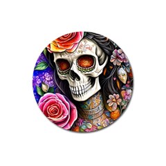 Sugar Skull Magnet 3  (round) by GardenOfOphir