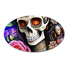 Sugar Skull Oval Magnet by GardenOfOphir