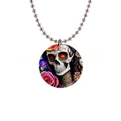 Sugar Skull 1  Button Necklace by GardenOfOphir