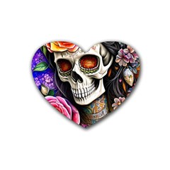 Sugar Skull Rubber Coaster (heart) by GardenOfOphir