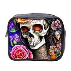 Sugar Skull Mini Toiletries Bag (two Sides) by GardenOfOphir