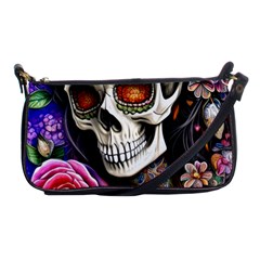 Sugar Skull Shoulder Clutch Bag by GardenOfOphir