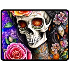 Sugar Skull Fleece Blanket (large) by GardenOfOphir