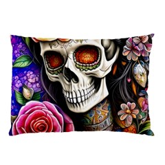 Sugar Skull Pillow Case (two Sides) by GardenOfOphir