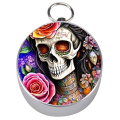 Sugar Skull Silver Compasses by GardenOfOphir