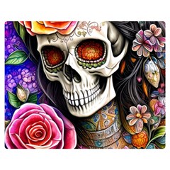 Sugar Skull Two Sides Premium Plush Fleece Blanket (medium) by GardenOfOphir