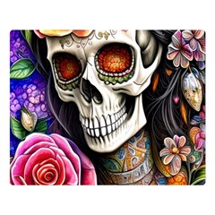 Sugar Skull Two Sides Premium Plush Fleece Blanket (large) by GardenOfOphir