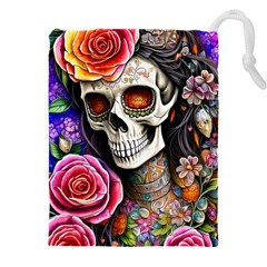 Sugar Skull Drawstring Pouch (4xl) by GardenOfOphir