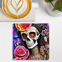 Sugar Skull Uv Print Square Tile Coaster  by GardenOfOphir