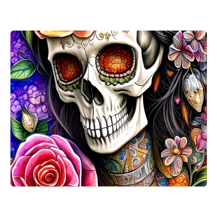 Sugar Skull Premium Plush Fleece Blanket (Large)