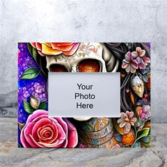 Sugar Skull White Tabletop Photo Frame 4 x6  by GardenOfOphir