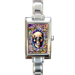 Gothic Skull Rectangle Italian Charm Watch by GardenOfOphir