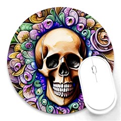 Gothic Skull Round Mousepad by GardenOfOphir