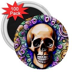 Gothic Skull 3  Magnets (100 Pack) by GardenOfOphir