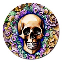 Gothic Skull Magnet 5  (round) by GardenOfOphir