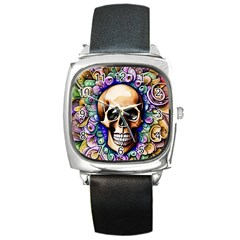 Gothic Skull Square Metal Watch by GardenOfOphir