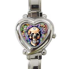 Gothic Skull Heart Italian Charm Watch by GardenOfOphir