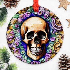 Gothic Skull Round Ornament (two Sides)