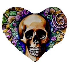 Gothic Skull Large 19  Premium Heart Shape Cushions by GardenOfOphir