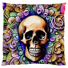 Gothic Skull Large Premium Plush Fleece Cushion Case (one Side) by GardenOfOphir