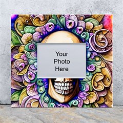 Gothic Skull White Wall Photo Frame 5  X 7  by GardenOfOphir