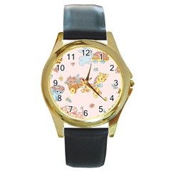 Mohanad Fa Round Gold Metal Watch