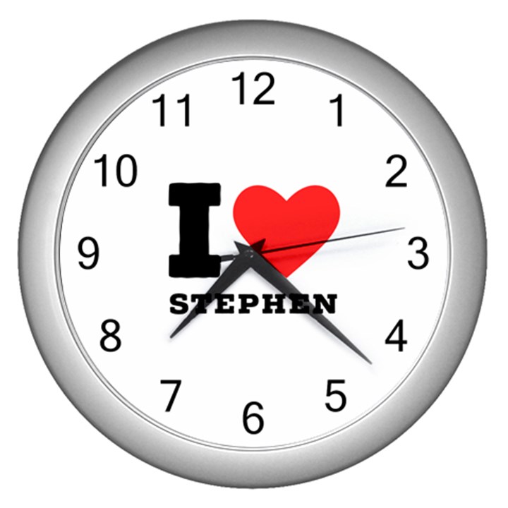 I love stephen Wall Clock (Silver)