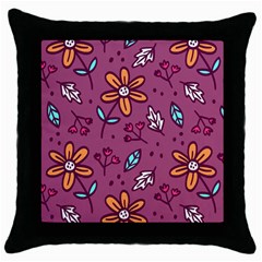 Flowers Petals Leaves Foliage Throw Pillow Case (black) by Ravend