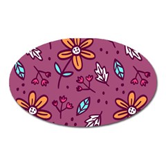 Flowers Petals Leaves Foliage Oval Magnet by Ravend