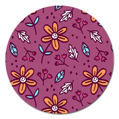 Flowers Petals Leaves Foliage Magnet 5  (round) by Ravend