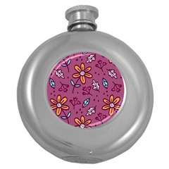 Flowers Petals Leaves Foliage Round Hip Flask (5 Oz) by Ravend