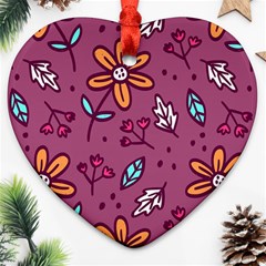 Flowers Petals Leaves Foliage Heart Ornament (two Sides) by Ravend