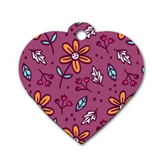 Flowers Petals Leaves Foliage Dog Tag Heart (two Sides) by Ravend