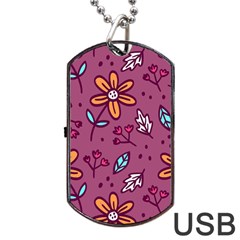 Flowers Petals Leaves Foliage Dog Tag Usb Flash (one Side) by Ravend