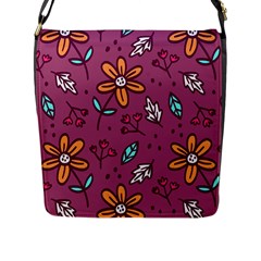 Flowers Petals Leaves Foliage Flap Closure Messenger Bag (l) by Ravend