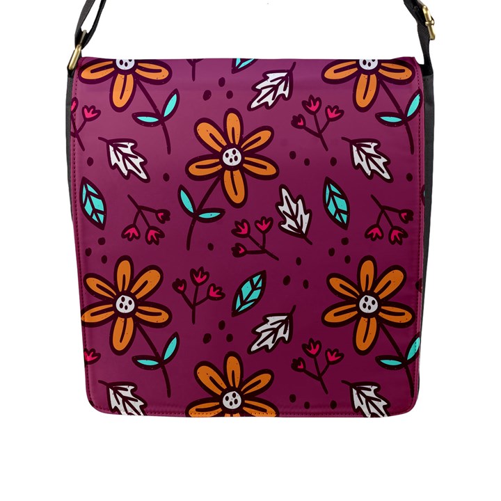 Flowers Petals Leaves Foliage Flap Closure Messenger Bag (L)