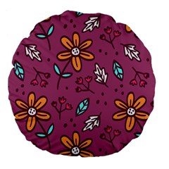 Flowers Petals Leaves Foliage Large 18  Premium Flano Round Cushions by Ravend