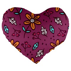 Flowers Petals Leaves Foliage Large 19  Premium Flano Heart Shape Cushions by Ravend