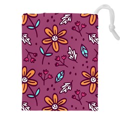 Flowers Petals Leaves Foliage Drawstring Pouch (4xl) by Ravend